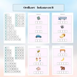 Ordkort - bokstaven B