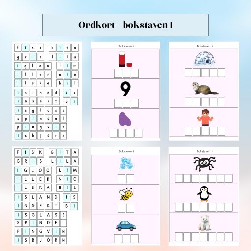 Ordkort - bokstaven I