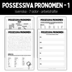Possessiva pronomen - 1– 7 sidor – arbetshäfte
