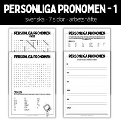 Personliga pronomen - 1 – 7 sidor – arbetshäfte