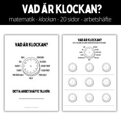 Vad är klockan - matematik - 20 sidor - arbetshäfte