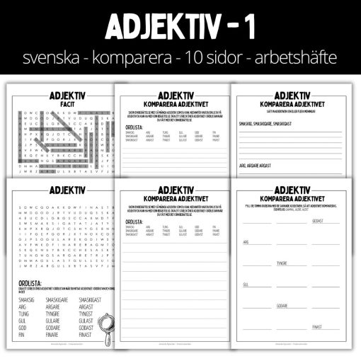 Adjektiv - 1– 10 sidor – arbetshäfte
