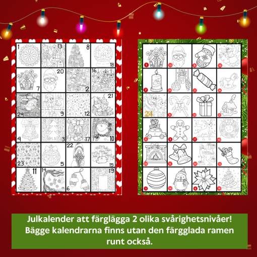 Julkalender / adventskalender färgläggning 2024