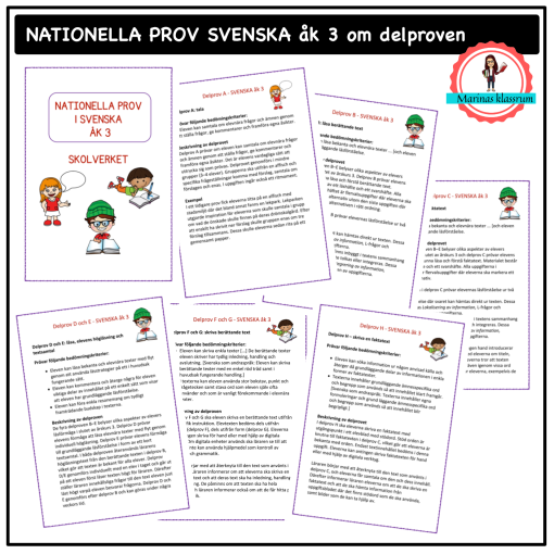 Nationella prov svenska åk 3 - en översikt över delproven