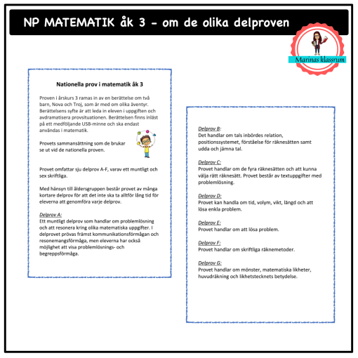 Nationella prov matematik åk 3 - om delproven