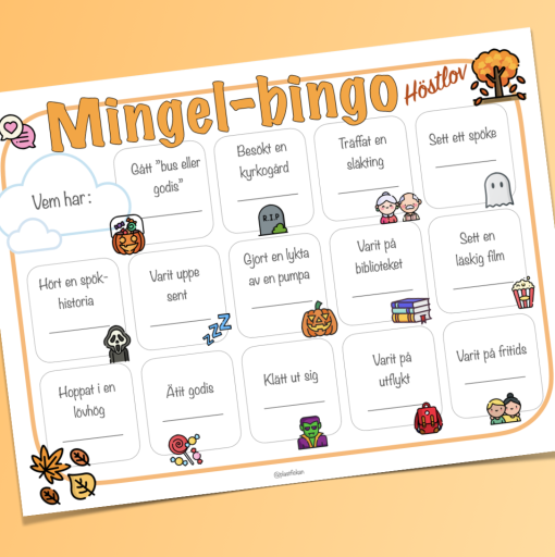 Mingel-bingo - hitta någon som: höstlov