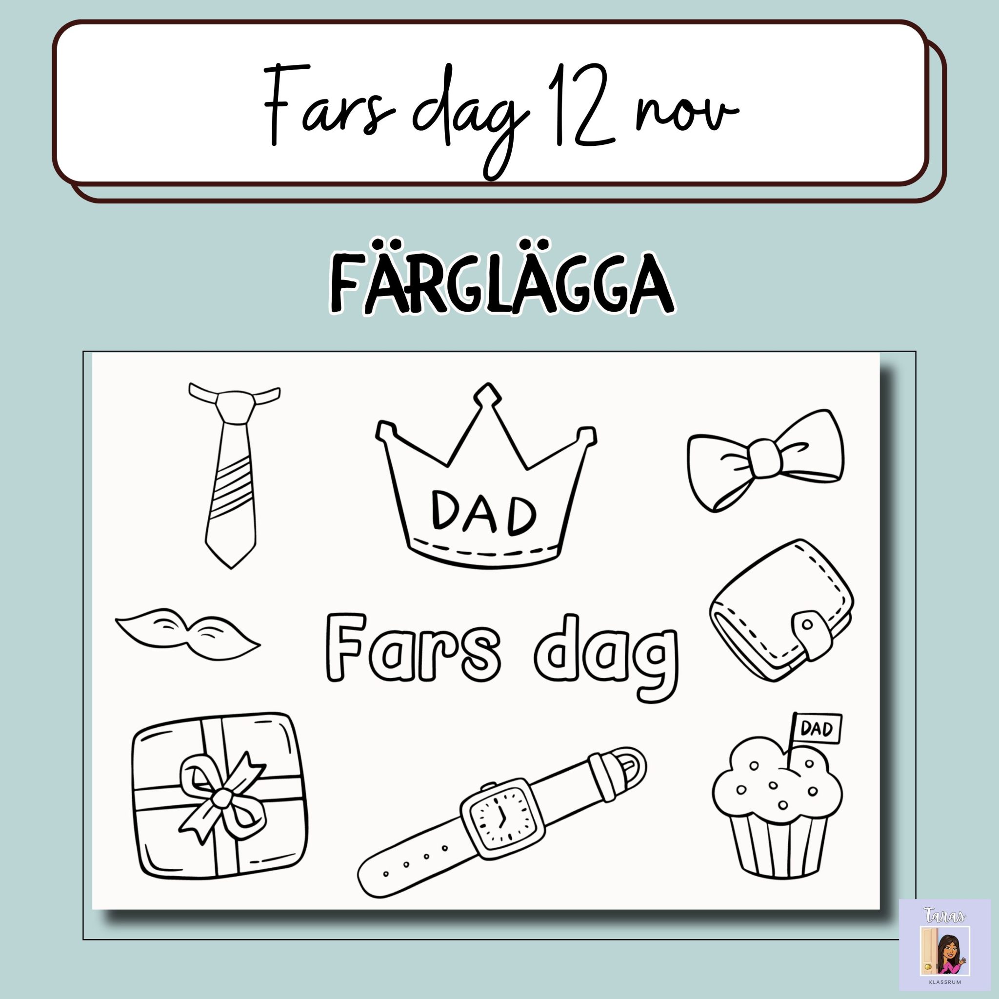 Fars dag färglägga Teach Academy