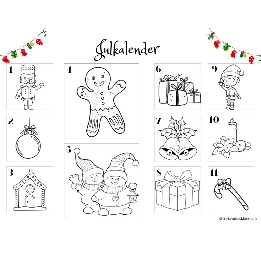 Julkalender färglägg Teach Academy