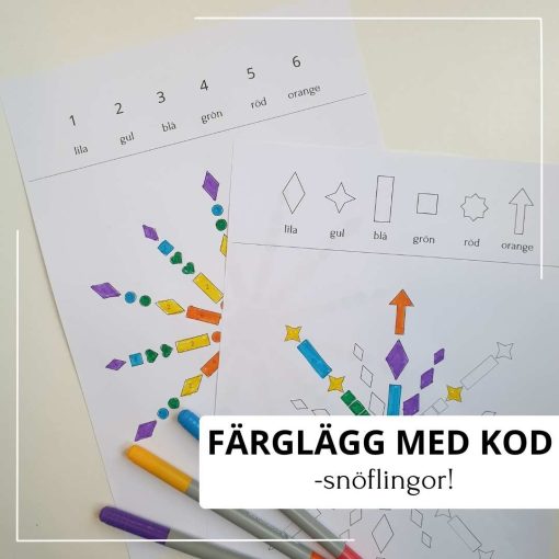 Färglägg med kod - siffror och former