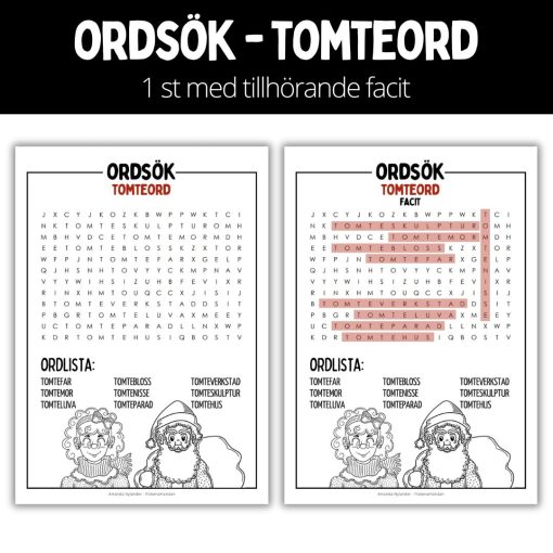 Ordsök - tomteord - 2