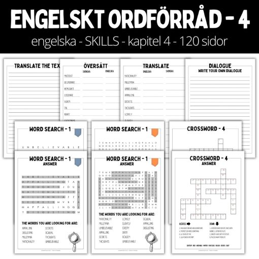 Arbetshäfte 4 - 120 sidor - engelskt ordförråd