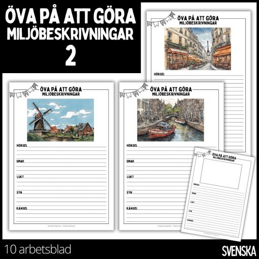 Öva på att göra miljöbeskrivningar - 2 - 10 arbetsblad