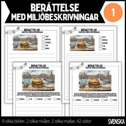 Berättelse med miljöbeskrivningar - 1 - 2 nivåer - 42 sidor