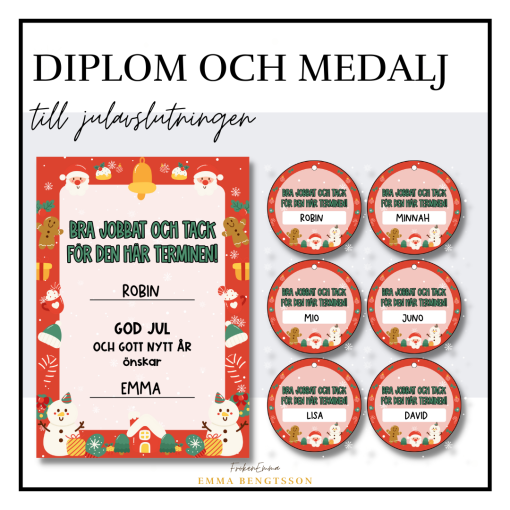 Diplom och medalj till julavslutning