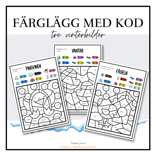 Färglägg med kod - vinterord