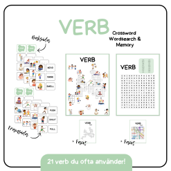 Verb (Memory, crossword and wordsearch + Facit)