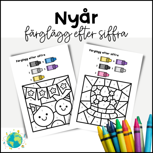 Nyår - Färglägg efter siffra