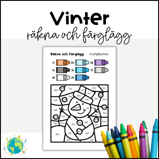 Vinter - Räkna och färglägg multiplikation
