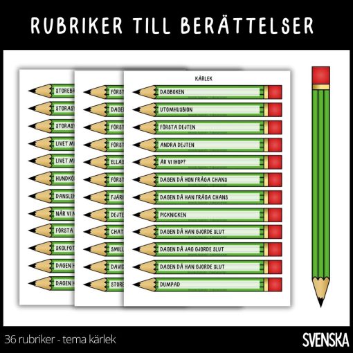 Berättelse - 36 rubriker med temat kärlek
