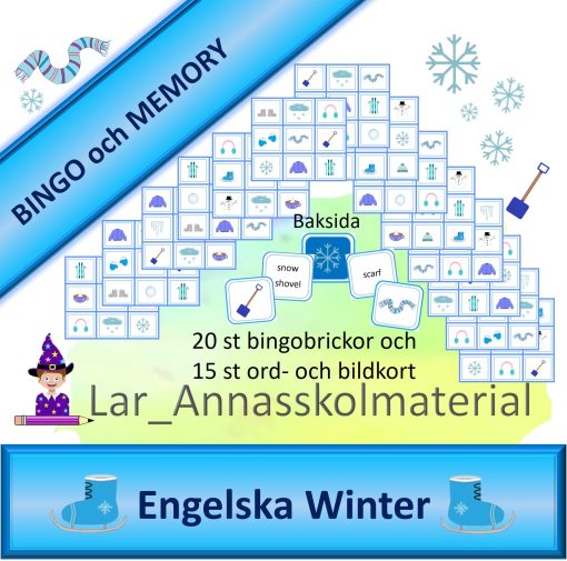 Bingo och memory Winter engelska