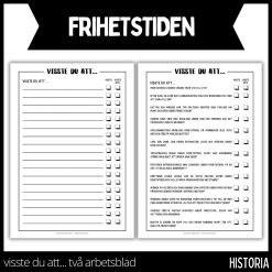 Frihetstiden - visste du att - arbetsblad