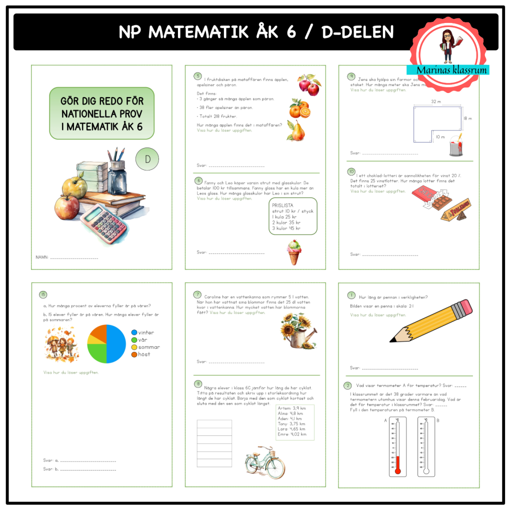 Nationella prov matematik åk 6 Ddelen Teach Academy