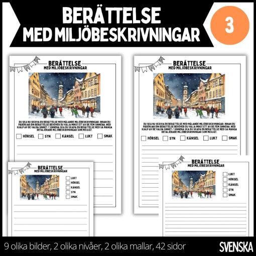 Berättelse med miljöbeskrivningar - 3 - 2 nivåer - 42 sidor