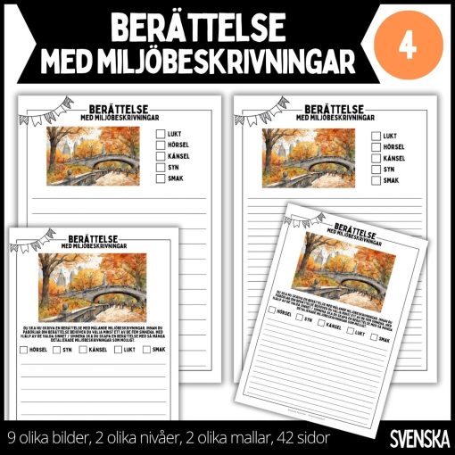 Berättelse med miljöbeskrivningar - 4 - 2 nivåer - 42 sidor