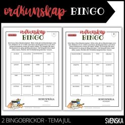Bingo - ordkunskap - tema jul