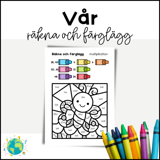 Vår - Räkna och färglägg multiplikation