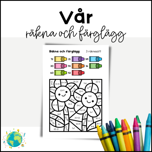 Vår - Räkna och färglägg 3 räknesätt