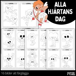 Alla hjärtans dag - bilder att färglägga