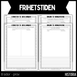 Frihetstiden - prov - 4 frågor - 8 sidor