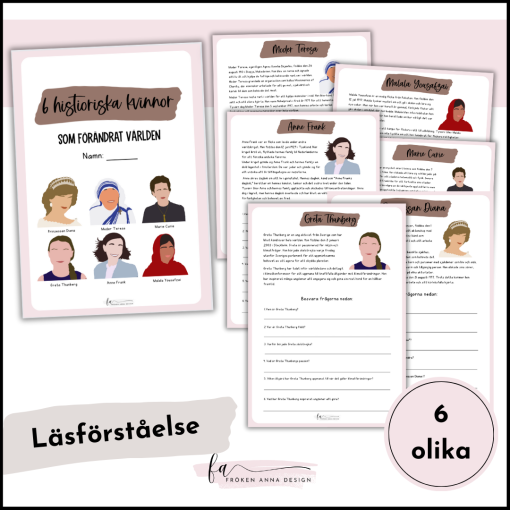 Internationella Kvinnodagen: Läsförståelse - 6 historiska kvinnor