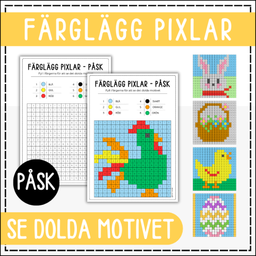 Påskpyssel: färglägg pixelbilder