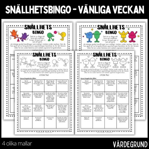 Snällhetsbingo - vänliga veckan