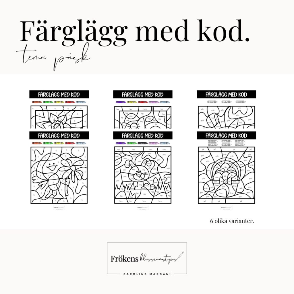 Färglägg med kod påsk Teach Academy