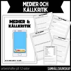 Medier och källkritik- arbetshäfte - 12 sidor