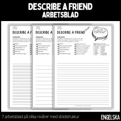 Describe a friend - arbetsblad med stödstruktur