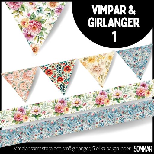 Vimplar & girlanger - sommar 1 - 5 olika mönster
