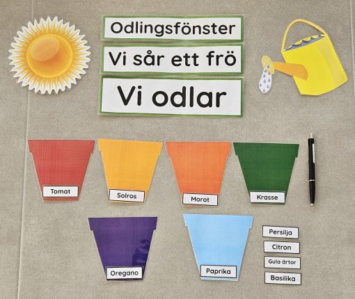 Vi odlar i krukor - fönsterdekoration