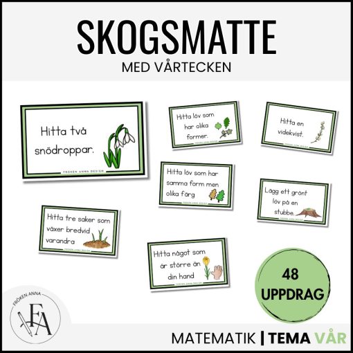 Skogsmatte / Utematte med Vårtecken - 48 uppdragskort