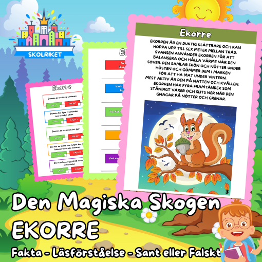 Den magiska skogen – EKORRE – Fakta – Läsförståelse – Sant eller Falskt