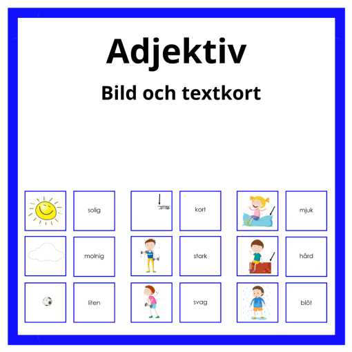 Adjektivkort - bildkort och textkort