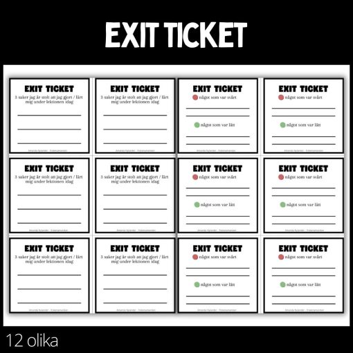 Exit tickets - 12 stycken olika - 1 - Stora paketet