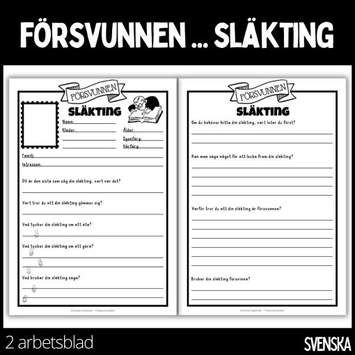 Försvunnen... släkting - 2 arbetsblad