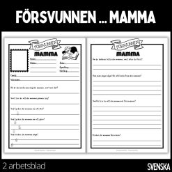 Försvunnen... mamma - 2 arbetsblad