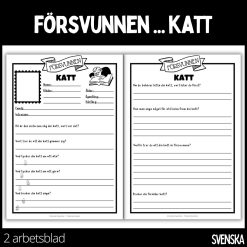 Försvunnen... katt - 2 arbetsblad