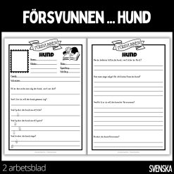 Försvunnen... hund - 2 arbetsblad