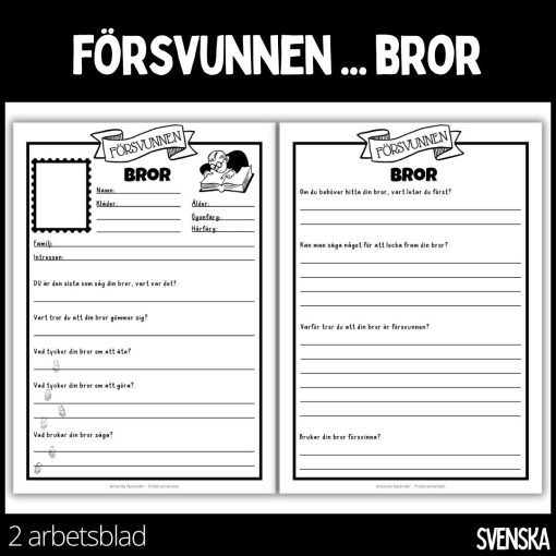 Försvunnen... bror - 2 arbetsblad